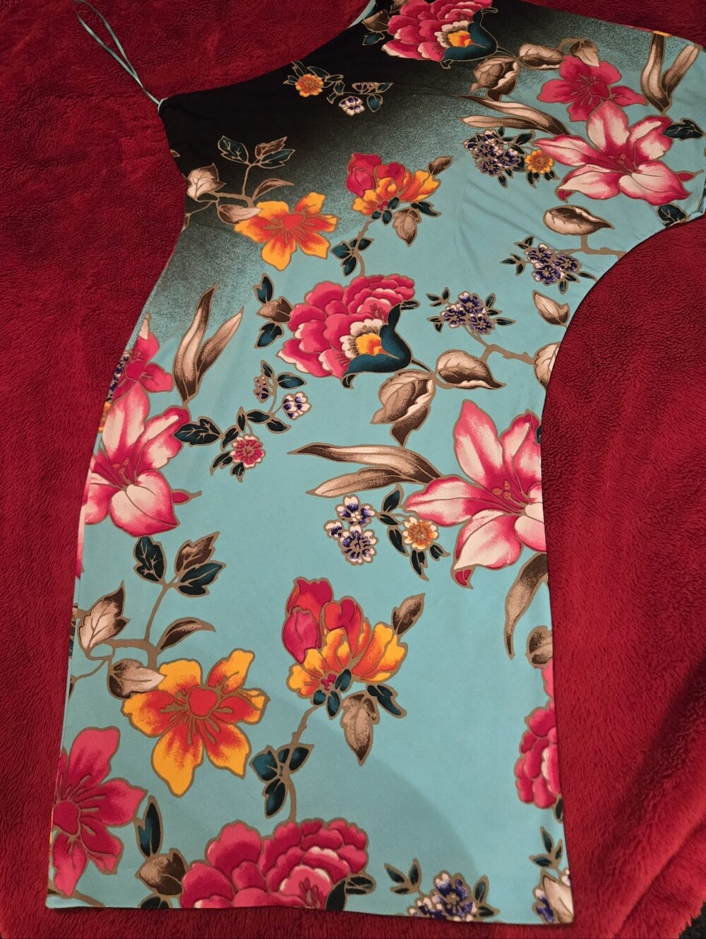 CACHE Floral Off-Shoulder Turquoise Blue Women's DRESS XS